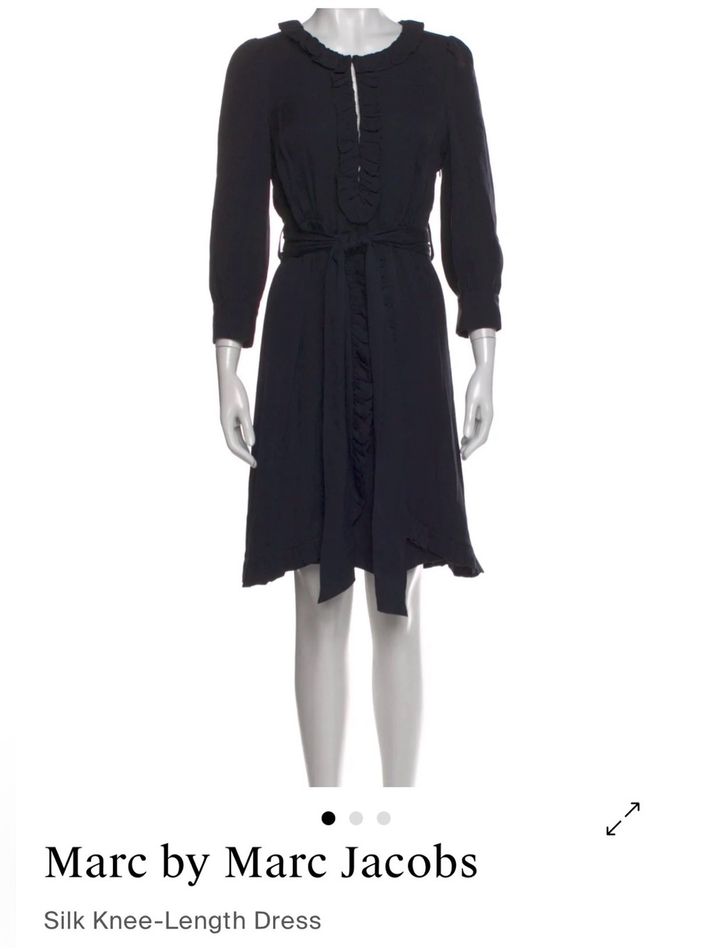 Marc Jacobs 100% Silk Red Ruffled 3/4 Sleeve Dress with Belt, 10 - Picture 14 of 14